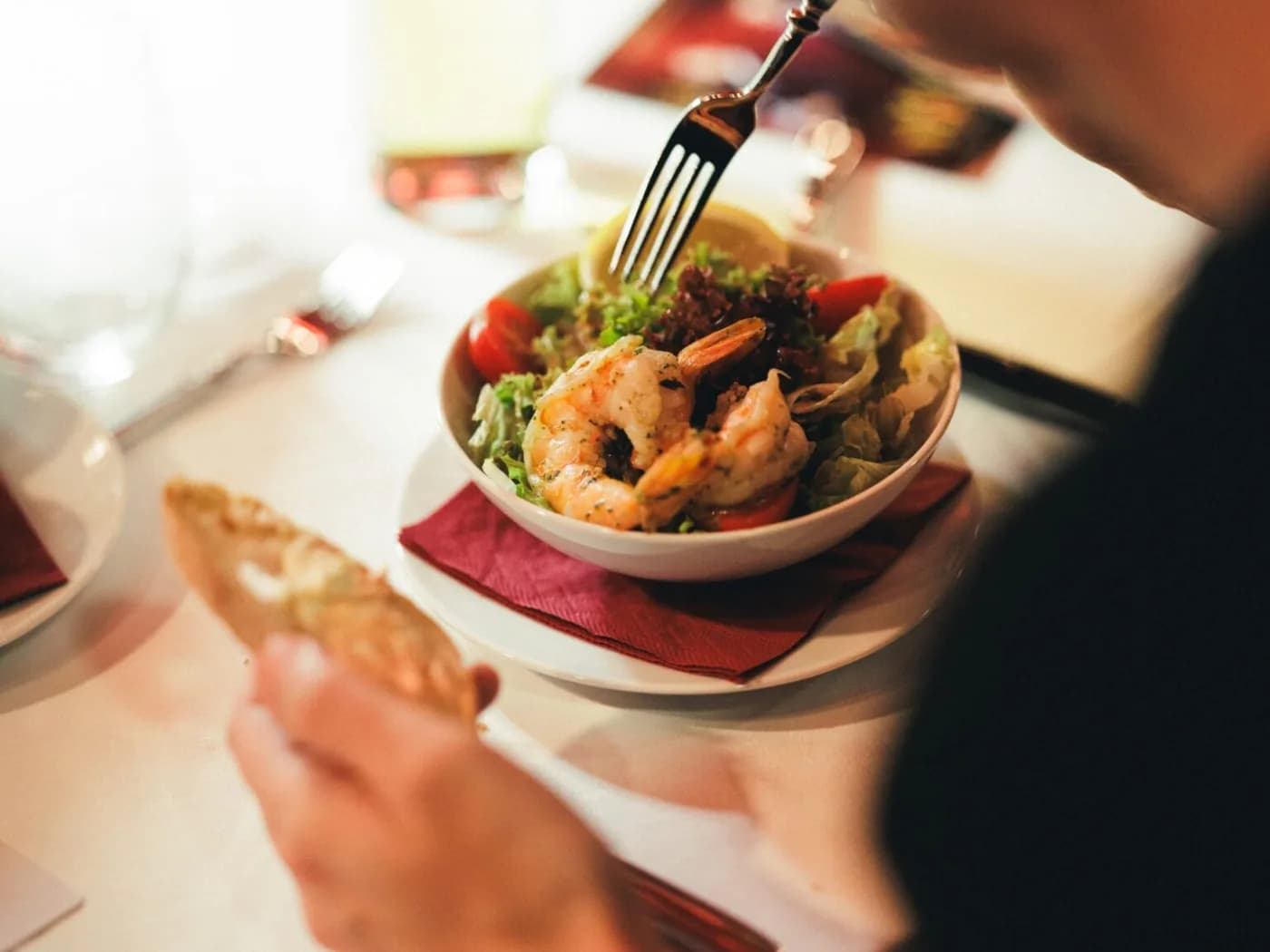 Starter – Mozzarella balls on basil salad